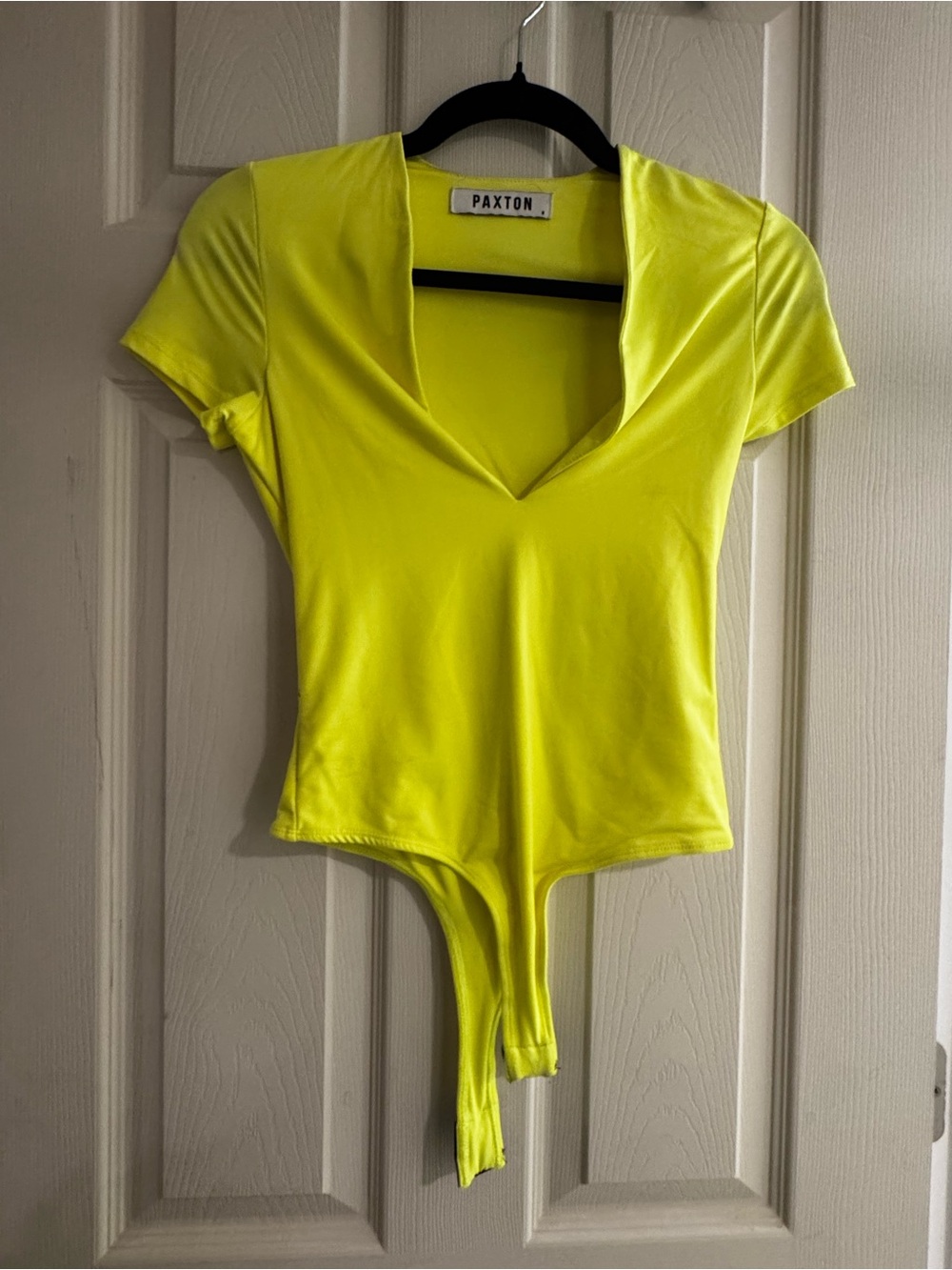 Neon Yellow V-Neck Short Sleeve Bodysuit